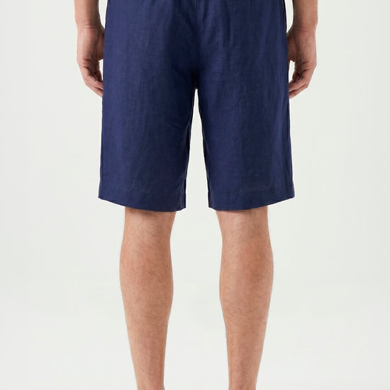 Washed Linen Bermuda Shorts with Drawstring - MONTEZEMOLO