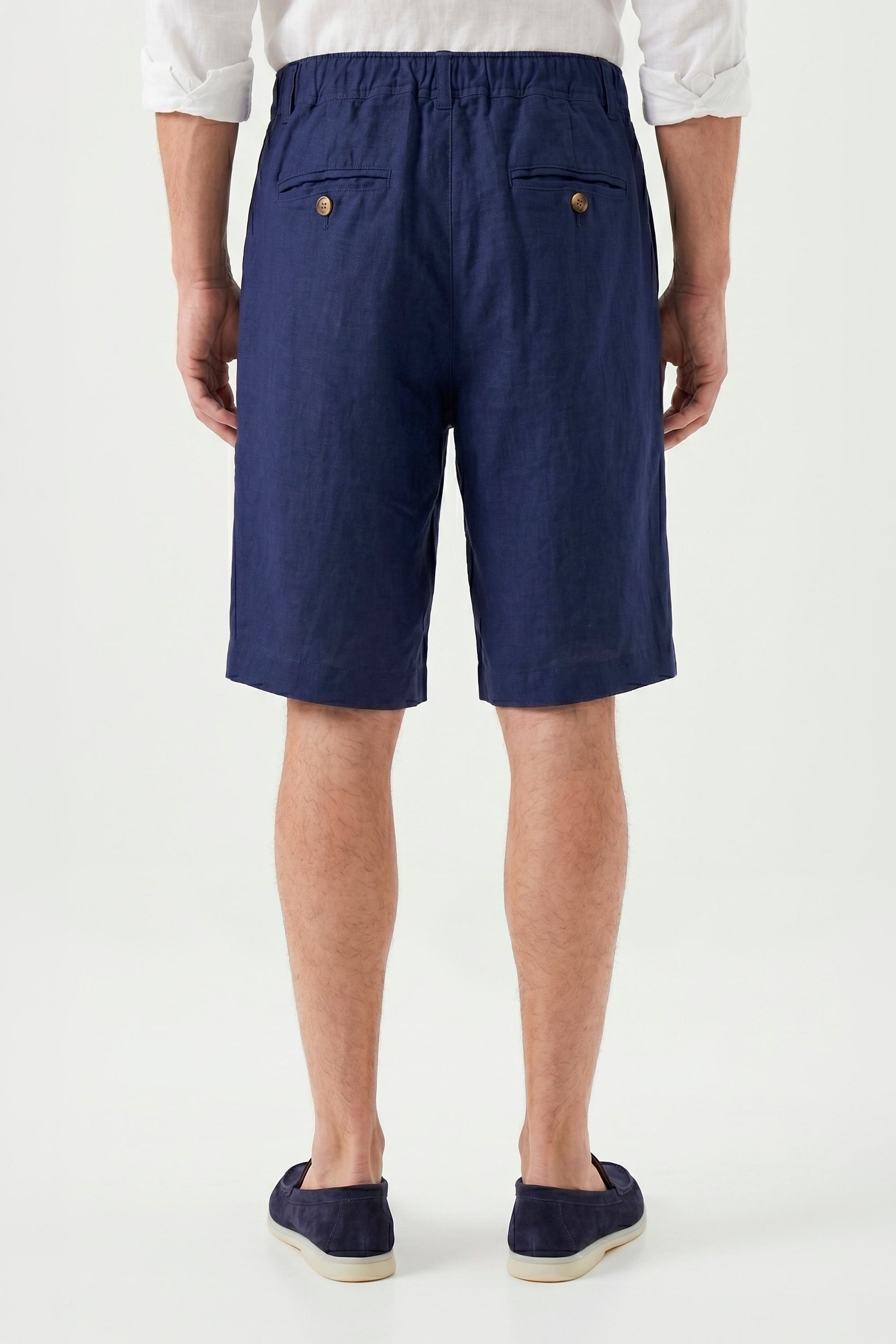 Washed Linen Bermuda Shorts with Drawstring - MONTEZEMOLO