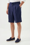 Washed Linen Bermuda Shorts with Drawstring - MONTEZEMOLO