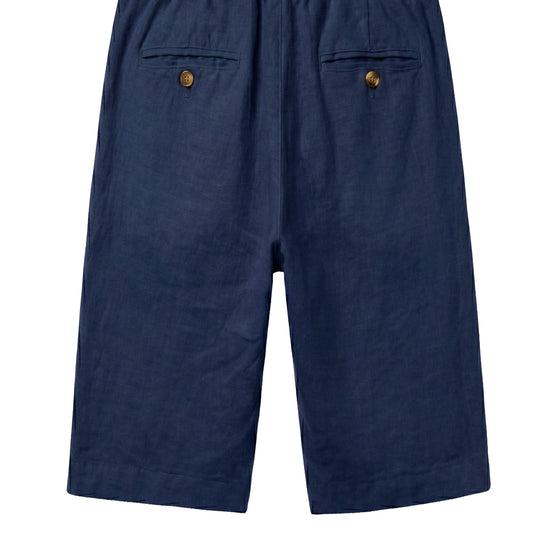 Washed Linen Bermuda Shorts with Drawstring - MONTEZEMOLO