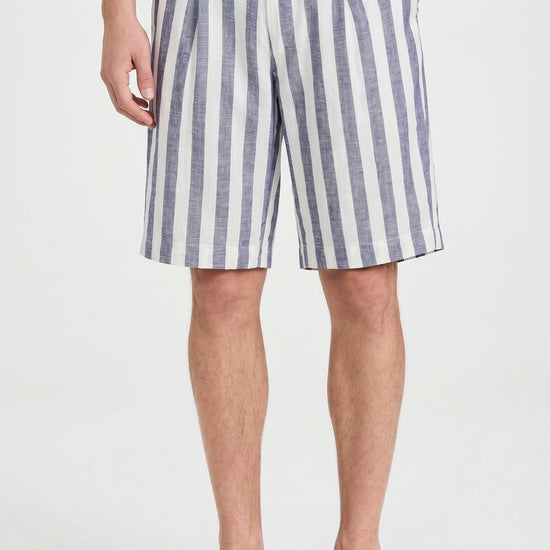 Striped Linen-Blend Bermuda Shorts with Drawstring - MONTEZEMOLO