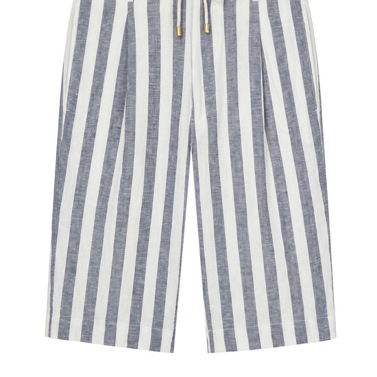 Striped Linen-Blend Bermuda Shorts with Drawstring - MONTEZEMOLO