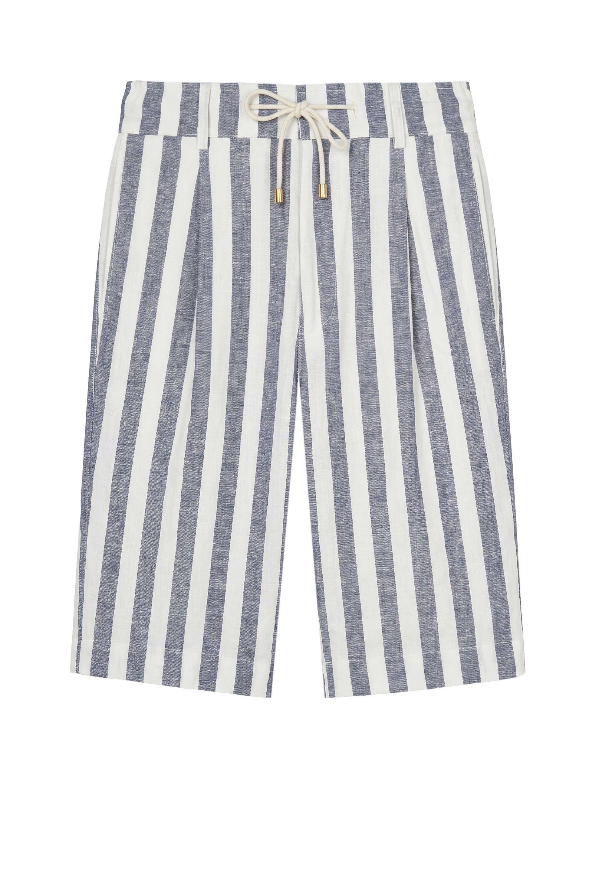 Striped Linen-Blend Bermuda Shorts with Drawstring - MONTEZEMOLO
