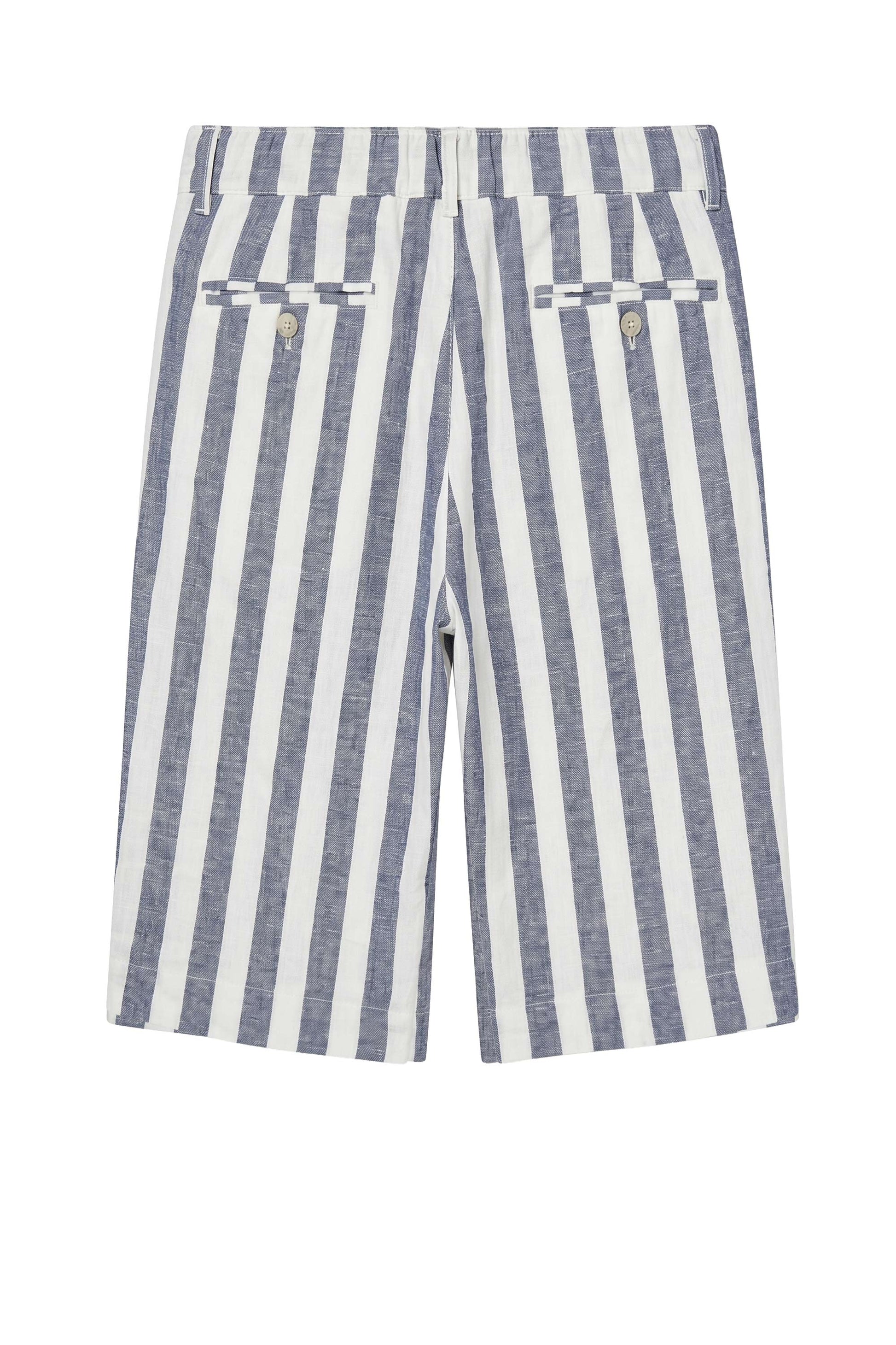 Striped Linen-Blend Bermuda Shorts with Drawstring - MONTEZEMOLO