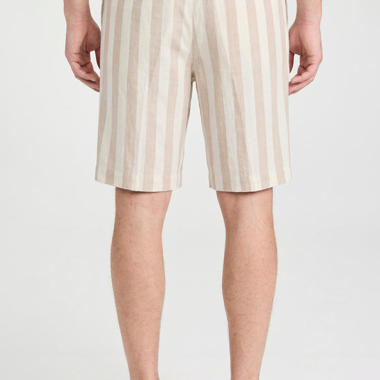Striped Linen-Blend Bermuda Shorts with Drawstring - MONTEZEMOLO