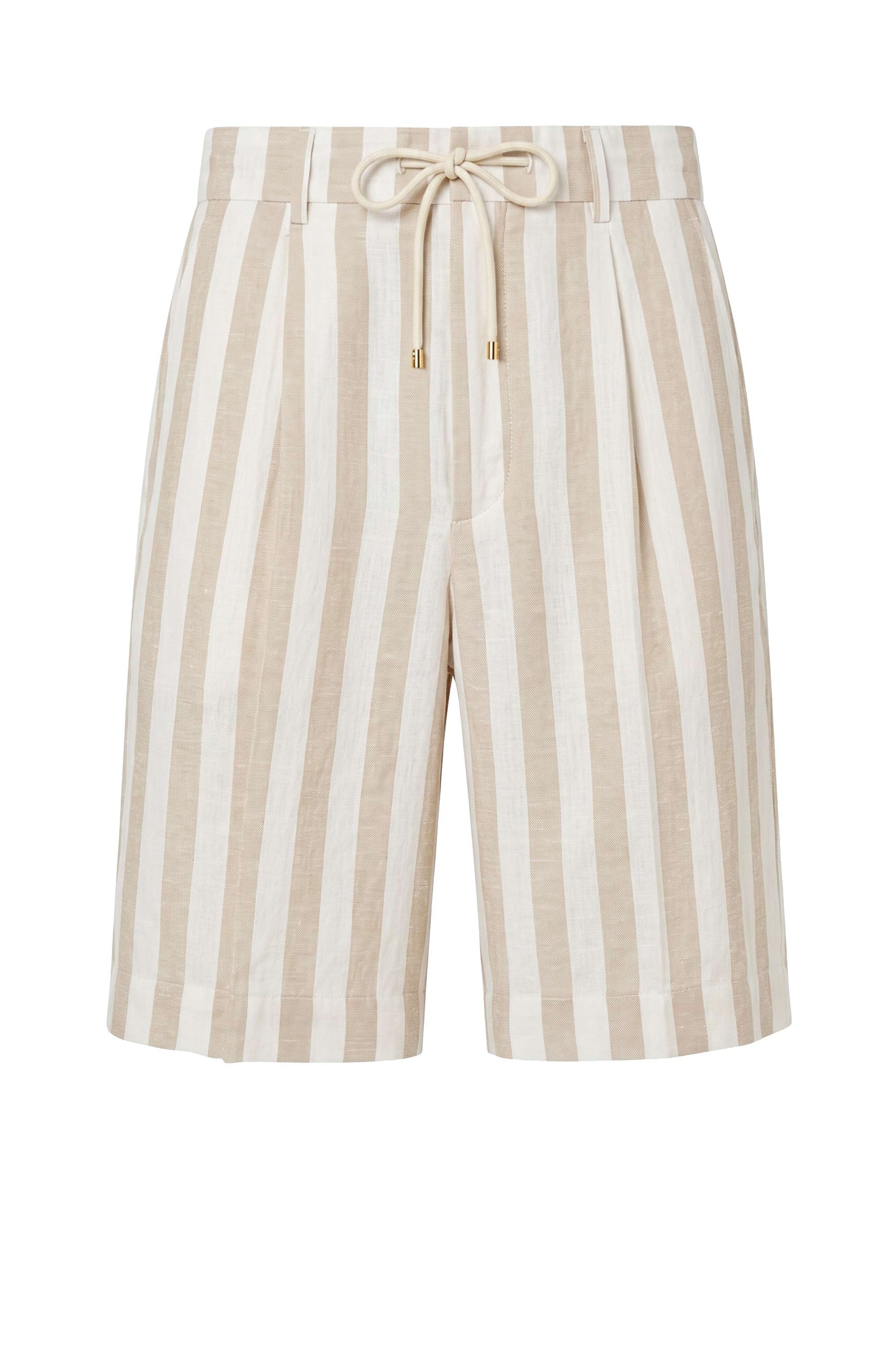 Striped Linen-Blend Bermuda Shorts with Drawstring - MONTEZEMOLO