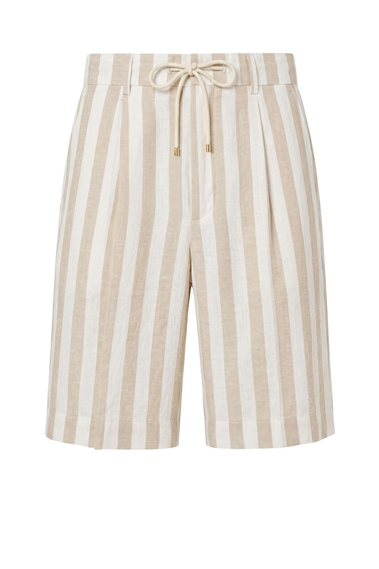 Striped Linen-Blend Bermuda Shorts with Drawstring - MONTEZEMOLO