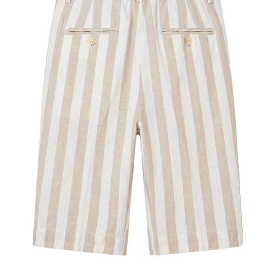 Striped Linen-Blend Bermuda Shorts with Drawstring - MONTEZEMOLO
