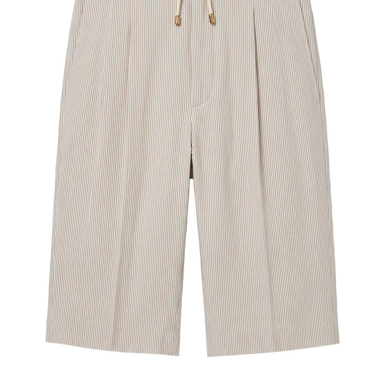 Fine-Stripe Stretch Cotton Seersucker Bermuda Short - MONTEZEMOLO