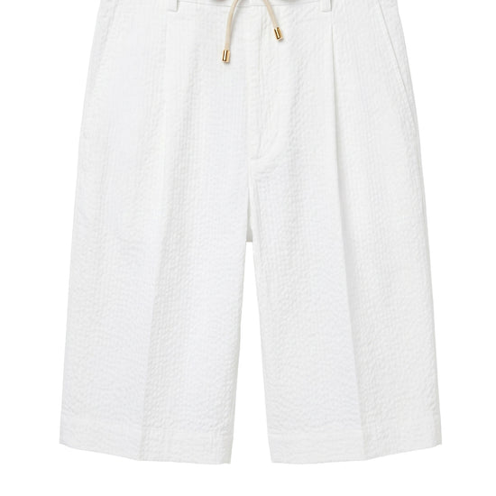 Seersucker Bermuda Shorts with Drawstring - MONTEZEMOLO