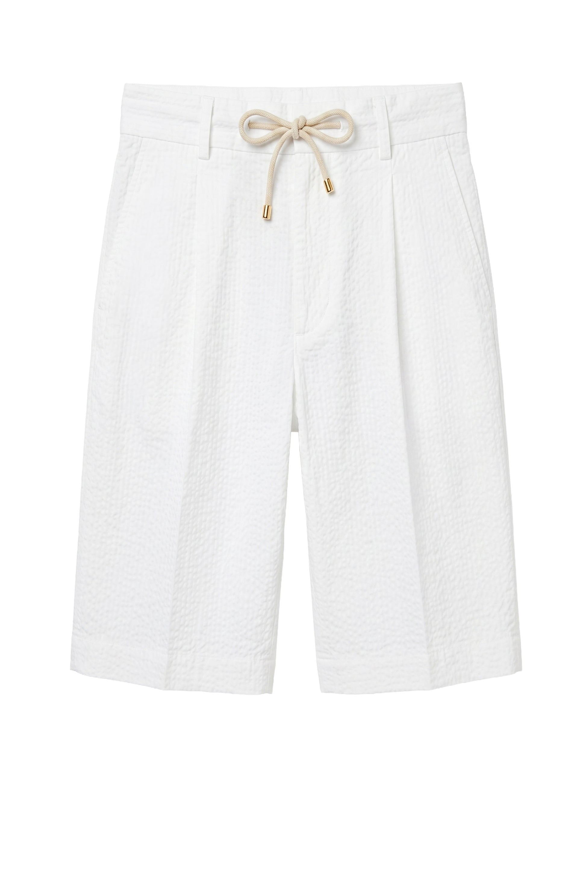 Seersucker Bermuda Shorts with Drawstring - MONTEZEMOLO