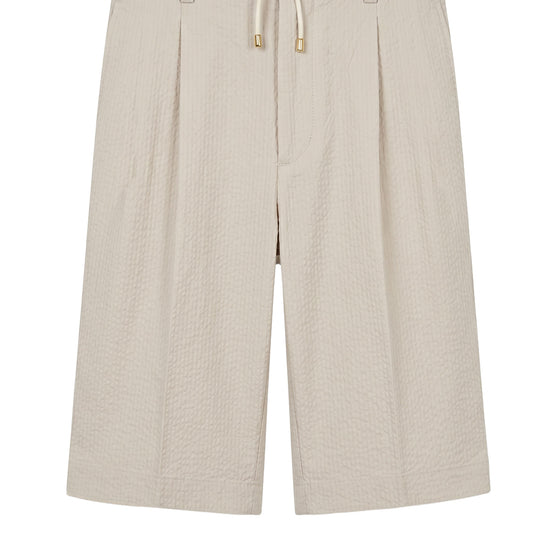 Seersucker Bermuda Shorts with Drawstring - MONTEZEMOLO