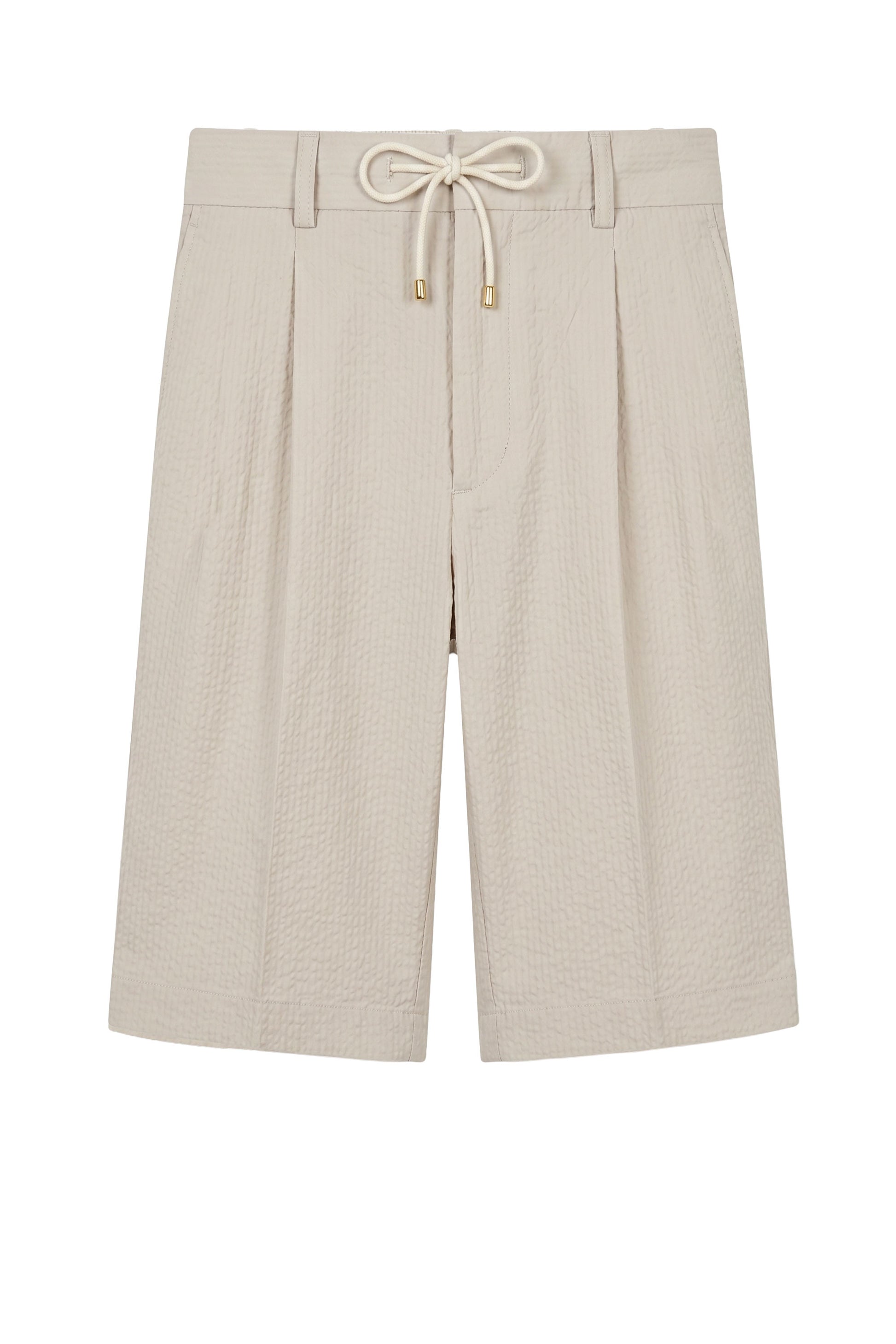 Seersucker Bermuda Shorts with Drawstring - MONTEZEMOLO