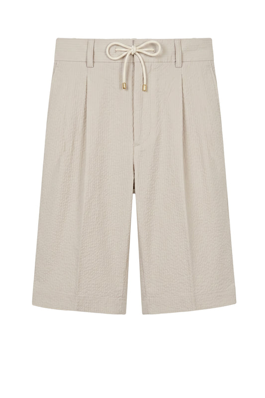 Seersucker Bermuda Shorts with Drawstring - MONTEZEMOLO