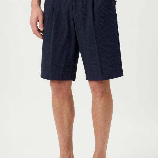 Seersucker Bermuda Shorts with Drawstring - MONTEZEMOLO