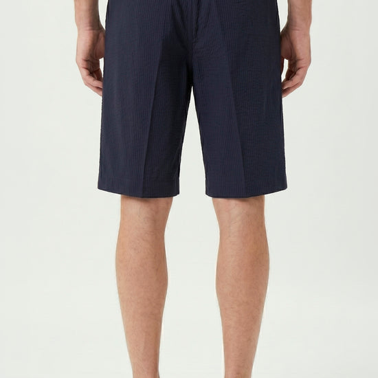 Seersucker Bermuda Shorts with Drawstring - MONTEZEMOLO