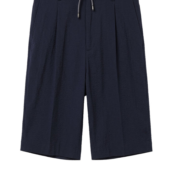 Seersucker Bermuda Shorts with Drawstring - MONTEZEMOLO