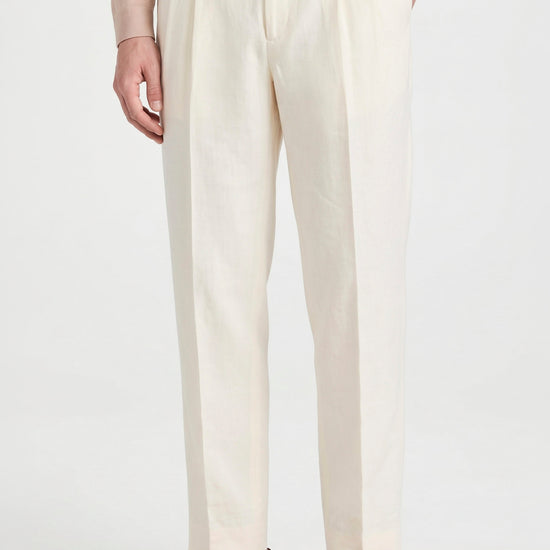 Pure linen double pleats wide-leg trousers - MONTEZEMOLO