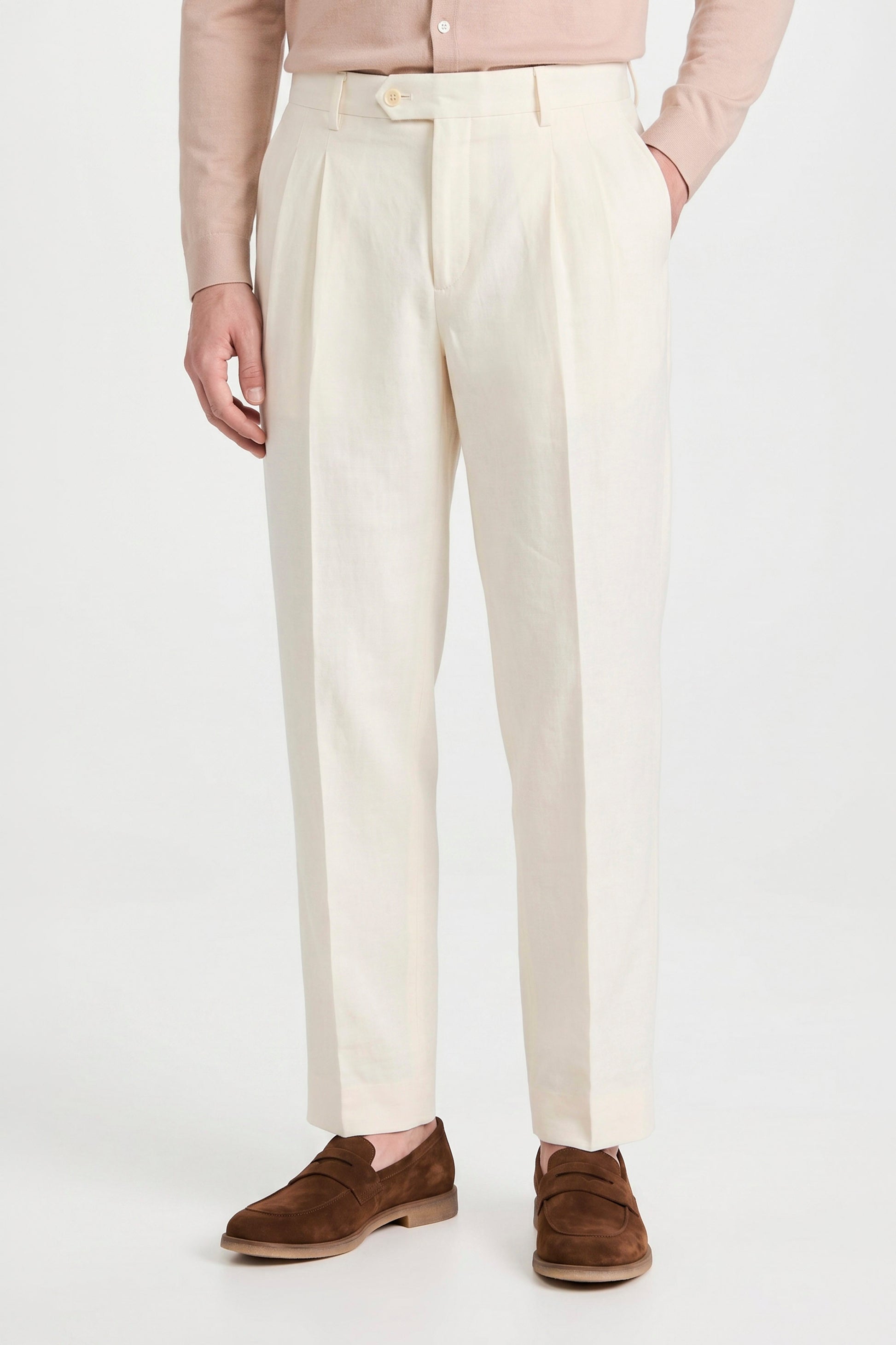 Pure linen double pleats wide-leg trousers - MONTEZEMOLO