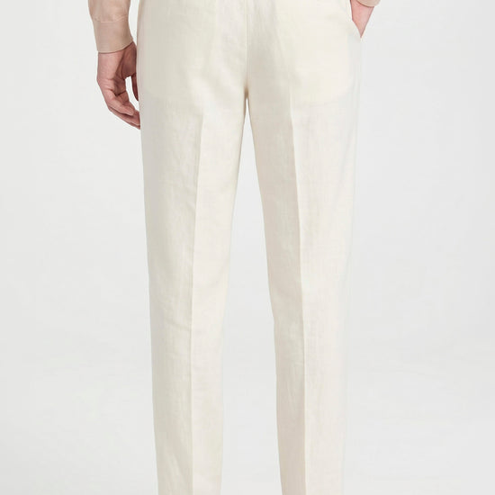 Pure linen double pleats wide-leg trousers - MONTEZEMOLO