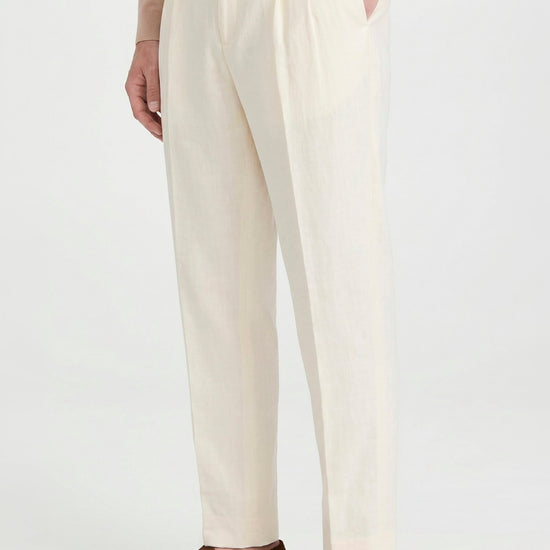 Pure linen double pleats wide-leg trousers - MONTEZEMOLO