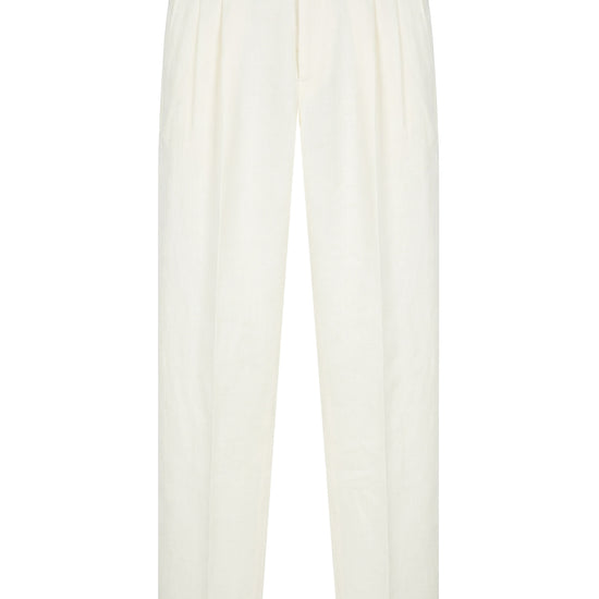 Pure linen double pleats wide-leg trousers - MONTEZEMOLO