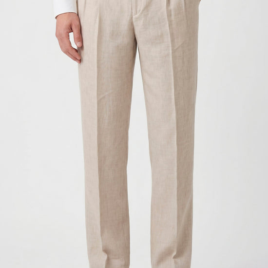 Pure linen double pleats wide-leg trousers - MONTEZEMOLO
