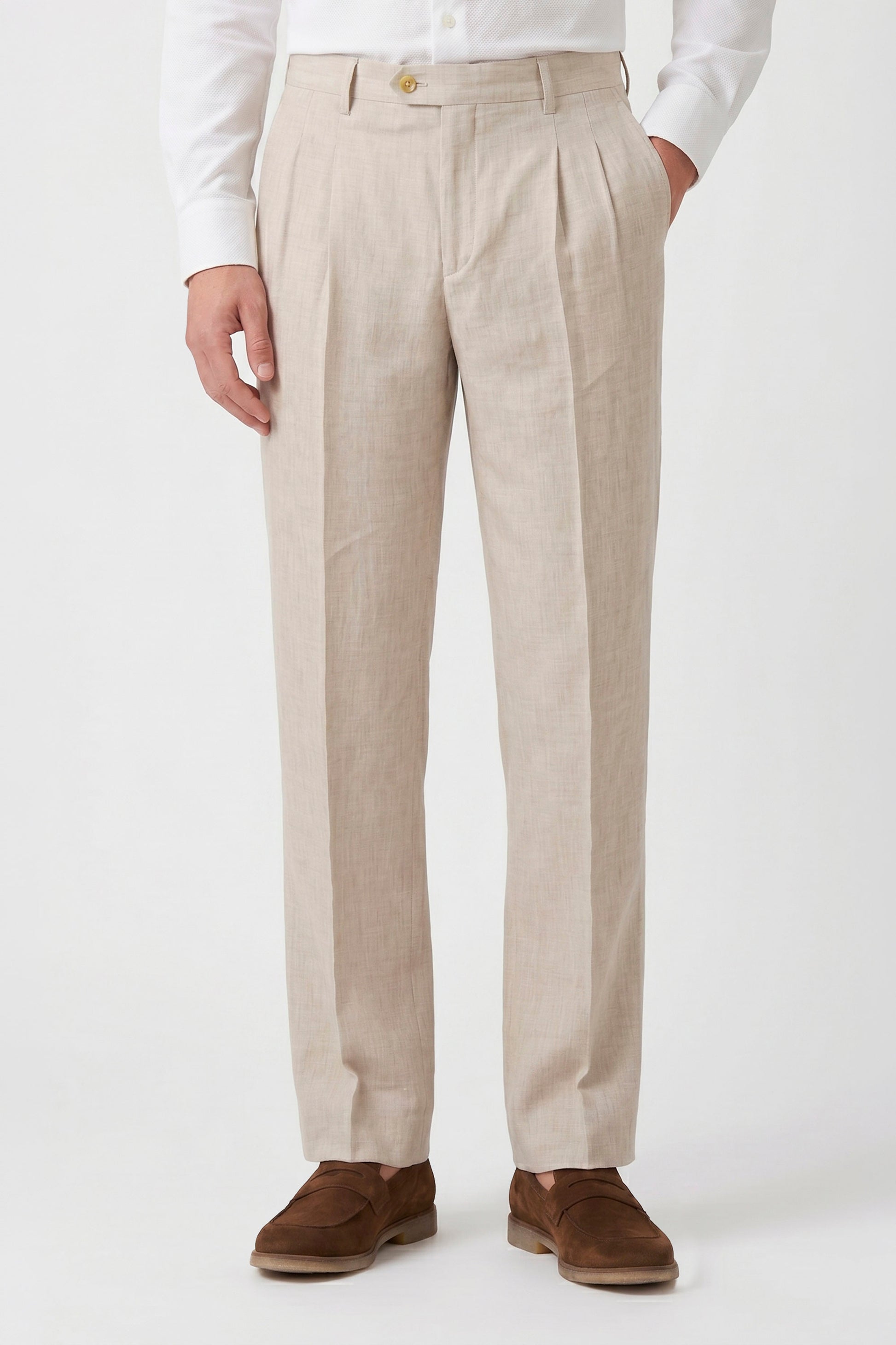 Pure linen double pleats wide-leg trousers - MONTEZEMOLO