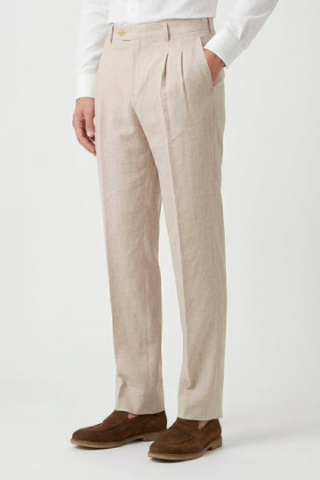 Pure linen double pleats wide-leg trousers - MONTEZEMOLO