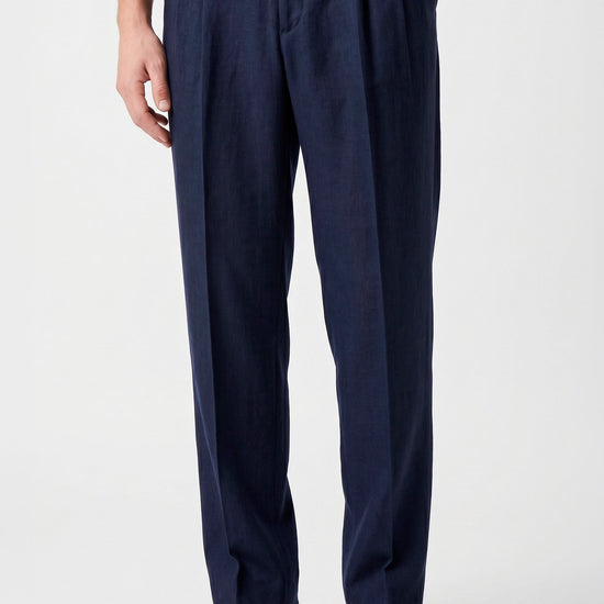 Pure linen double pleats wide-leg trousers - MONTEZEMOLO
