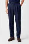 Pure linen double pleats wide-leg trousers - MONTEZEMOLO