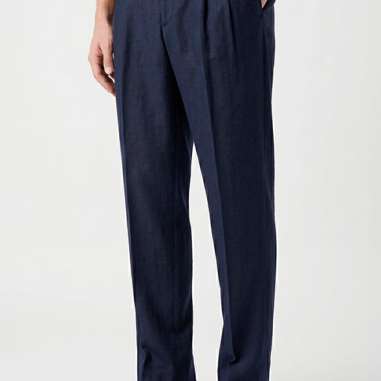 Pure linen double pleats wide-leg trousers - MONTEZEMOLO