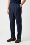 Pure linen double pleats wide-leg trousers - MONTEZEMOLO