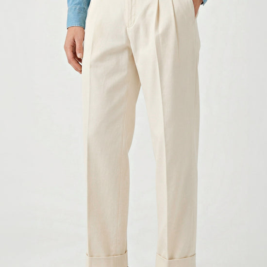 Two-pleat bull-denim stretch trousers - MONTEZEMOLO