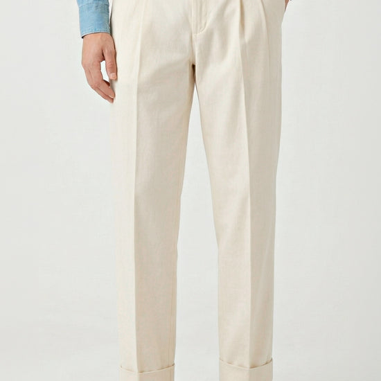 Two-pleat bull-denim stretch trousers - MONTEZEMOLO
