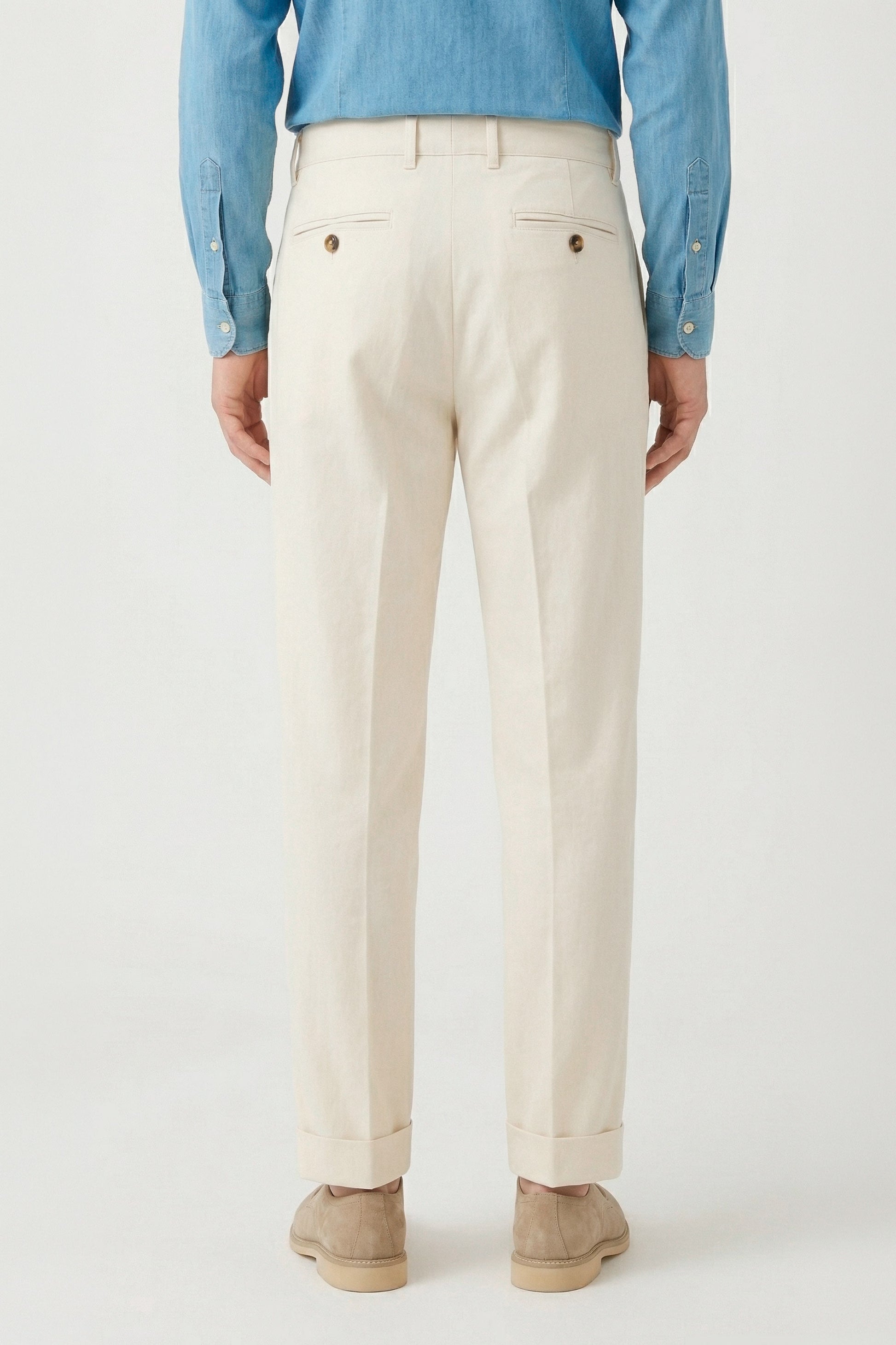 Two-pleat bull-denim stretch trousers - MONTEZEMOLO
