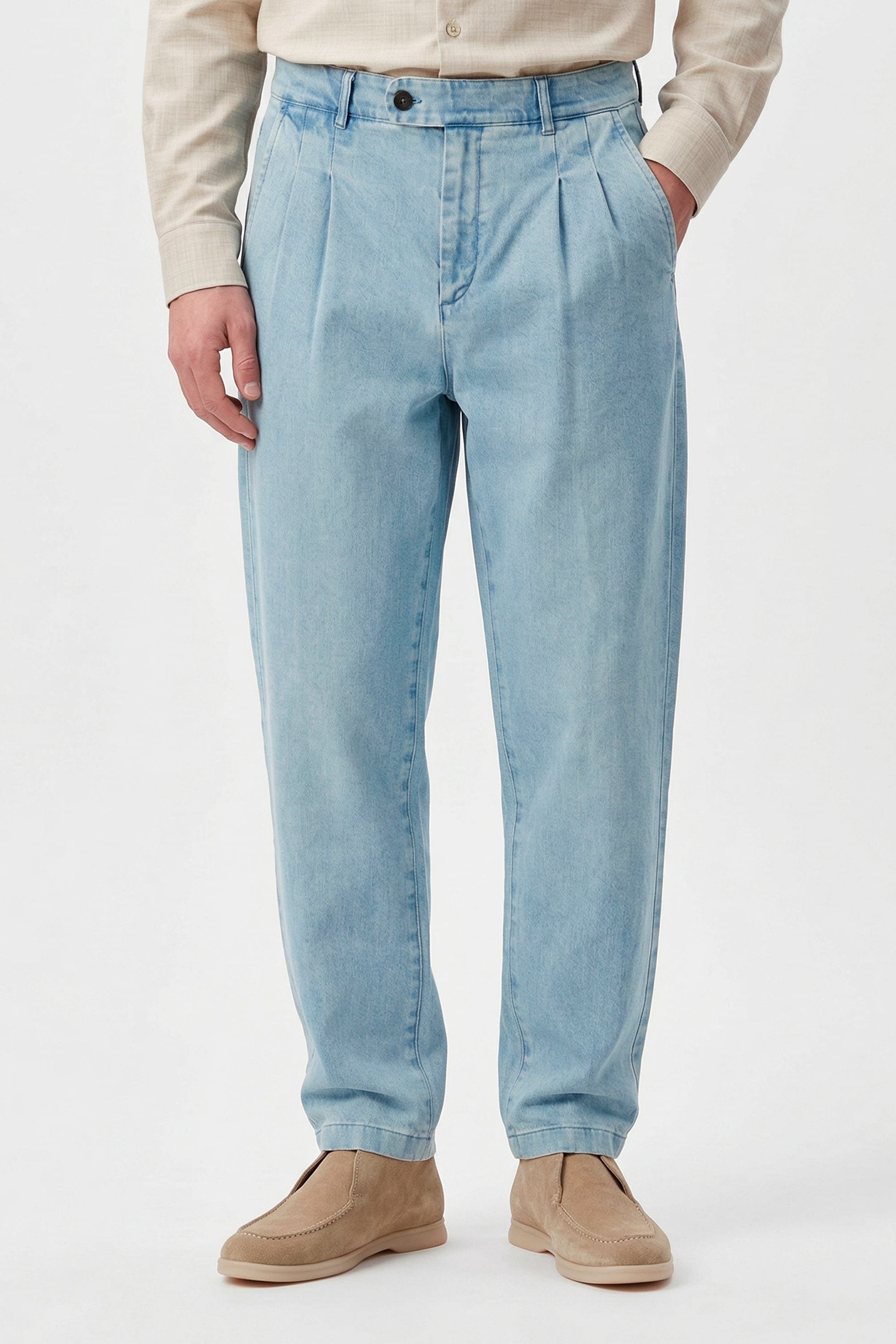 Double-pleated denim trousers - MONTEZEMOLO