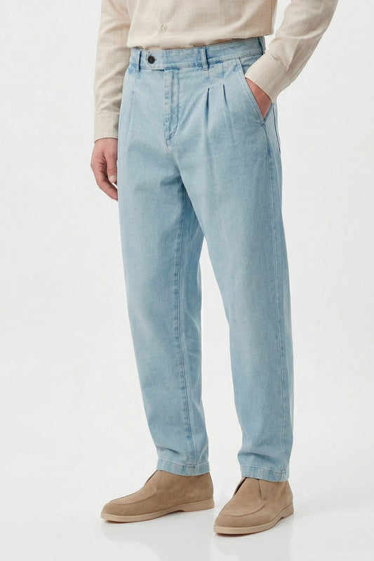 Double-pleated denim trousers - MONTEZEMOLO