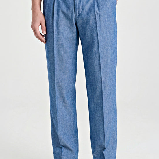 Cotton & Linen Trousers denim-effect - MONTEZEMOLO