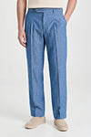Cotton & Linen Trousers denim-effect - MONTEZEMOLO