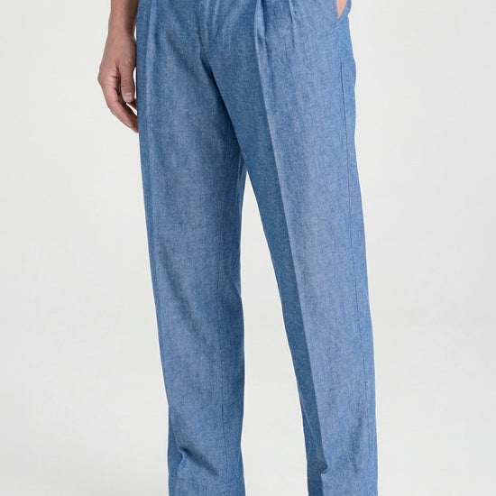 Cotton & Linen Trousers denim-effect - MONTEZEMOLO