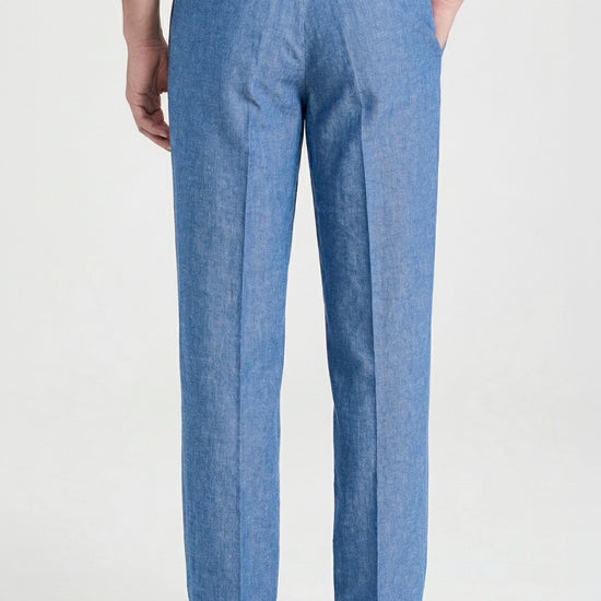 Cotton & Linen Trousers denim-effect - MONTEZEMOLO