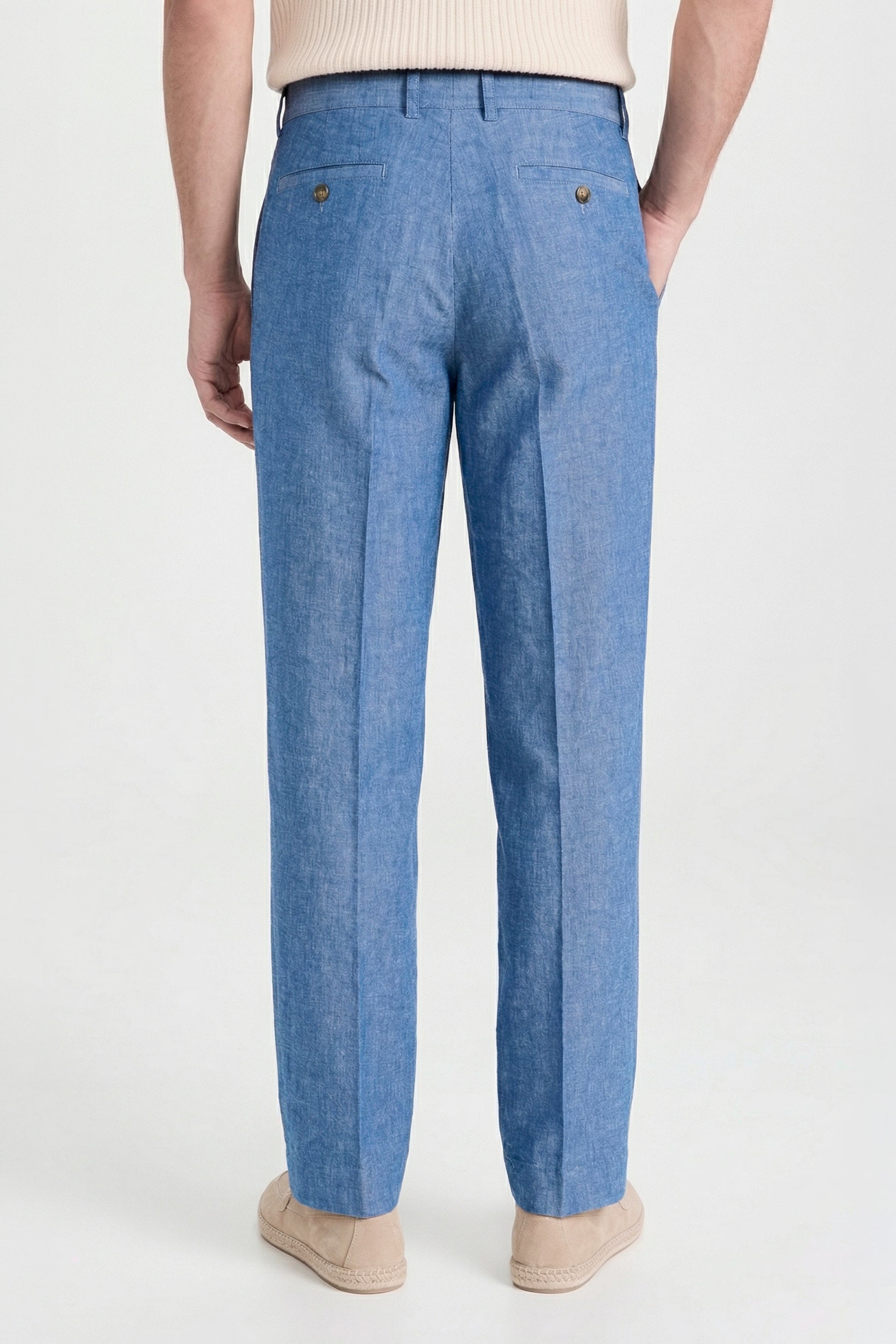 Cotton & Linen Trousers denim-effect - MONTEZEMOLO