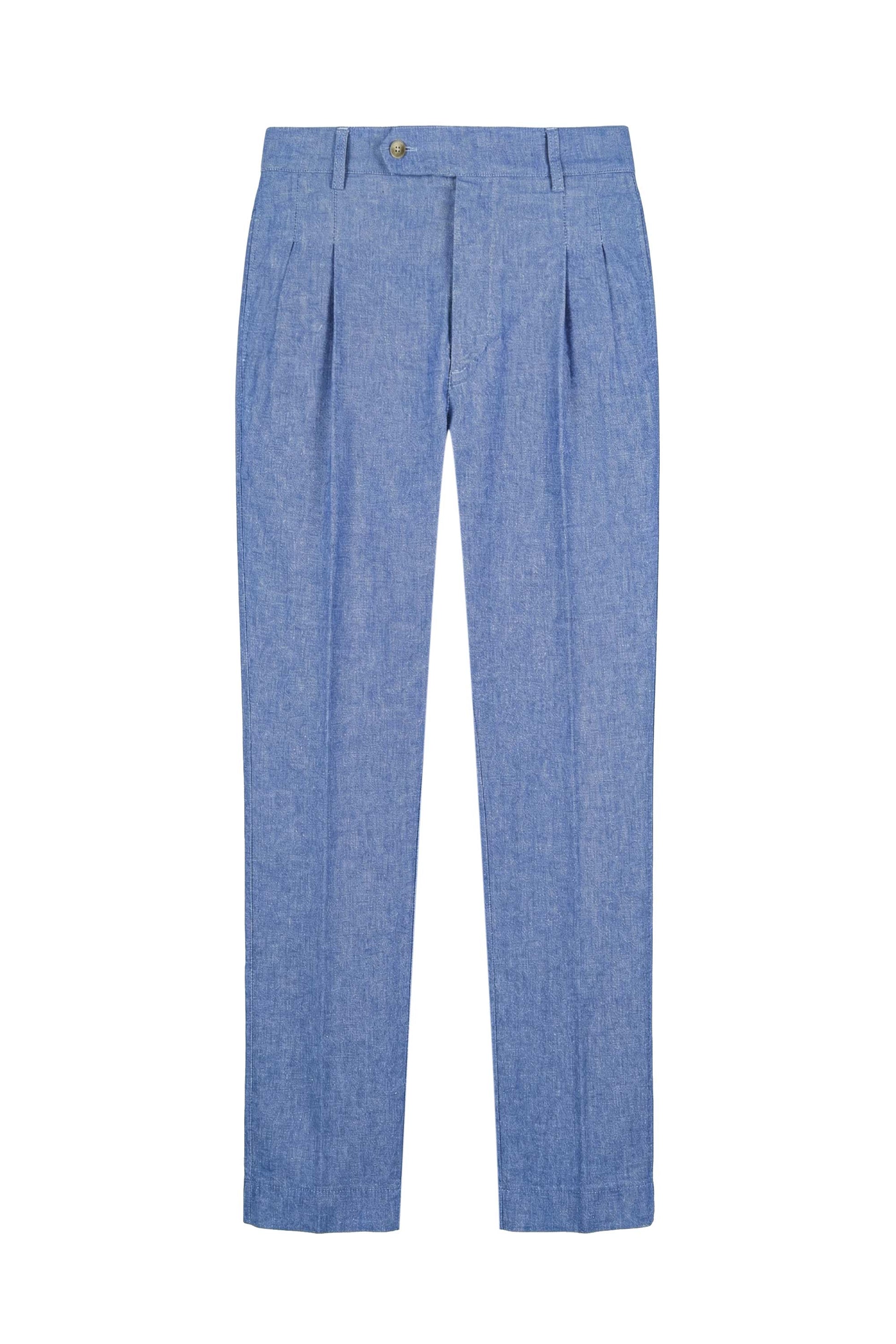 Cotton & Linen Trousers denim-effect - MONTEZEMOLO