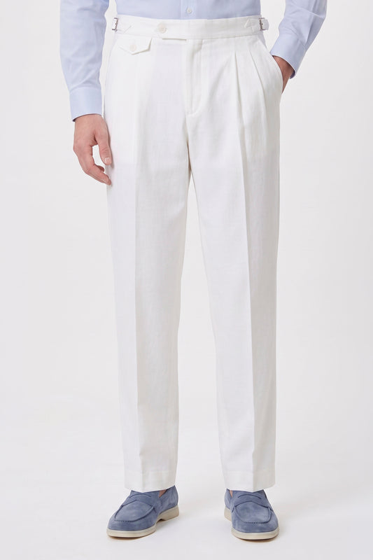 Cotton & Linen Wide-Fit Trousers - MONTEZEMOLO