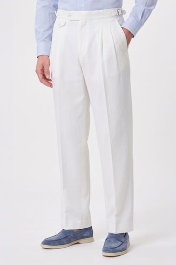 Cotton & Linen Wide-Fit Trousers - MONTEZEMOLO