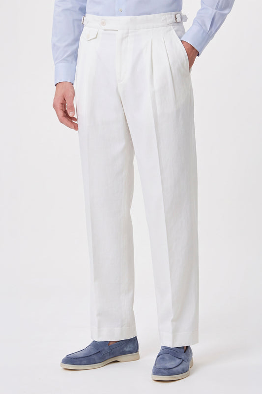 Cotton & Linen Wide-Fit Trousers - MONTEZEMOLO