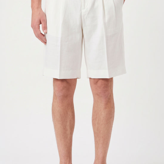 Cotton & Linen Wide-Fit Bermuda Shorts - MONTEZEMOLO