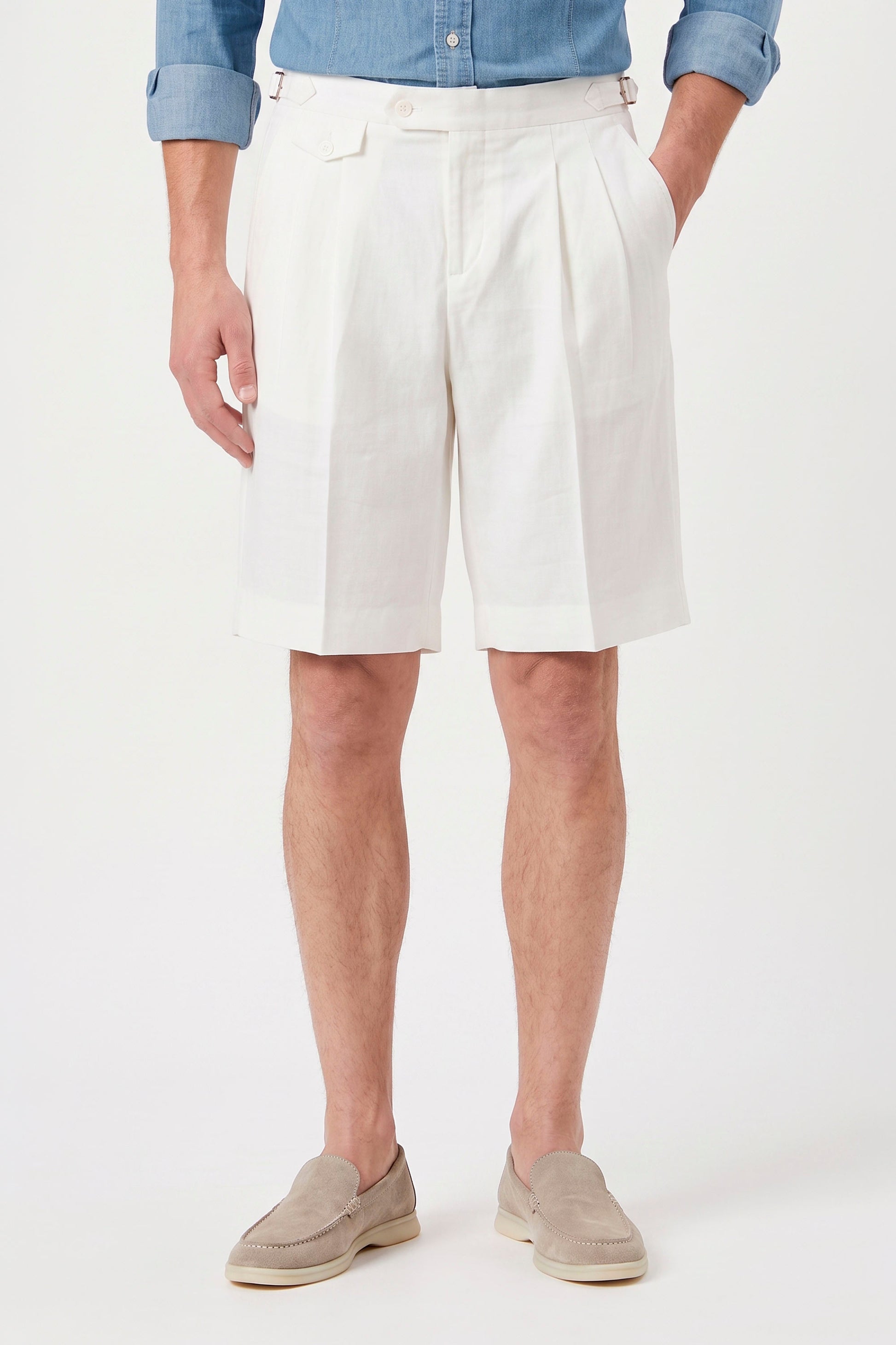 Cotton & Linen Wide-Fit Bermuda Shorts - MONTEZEMOLO
