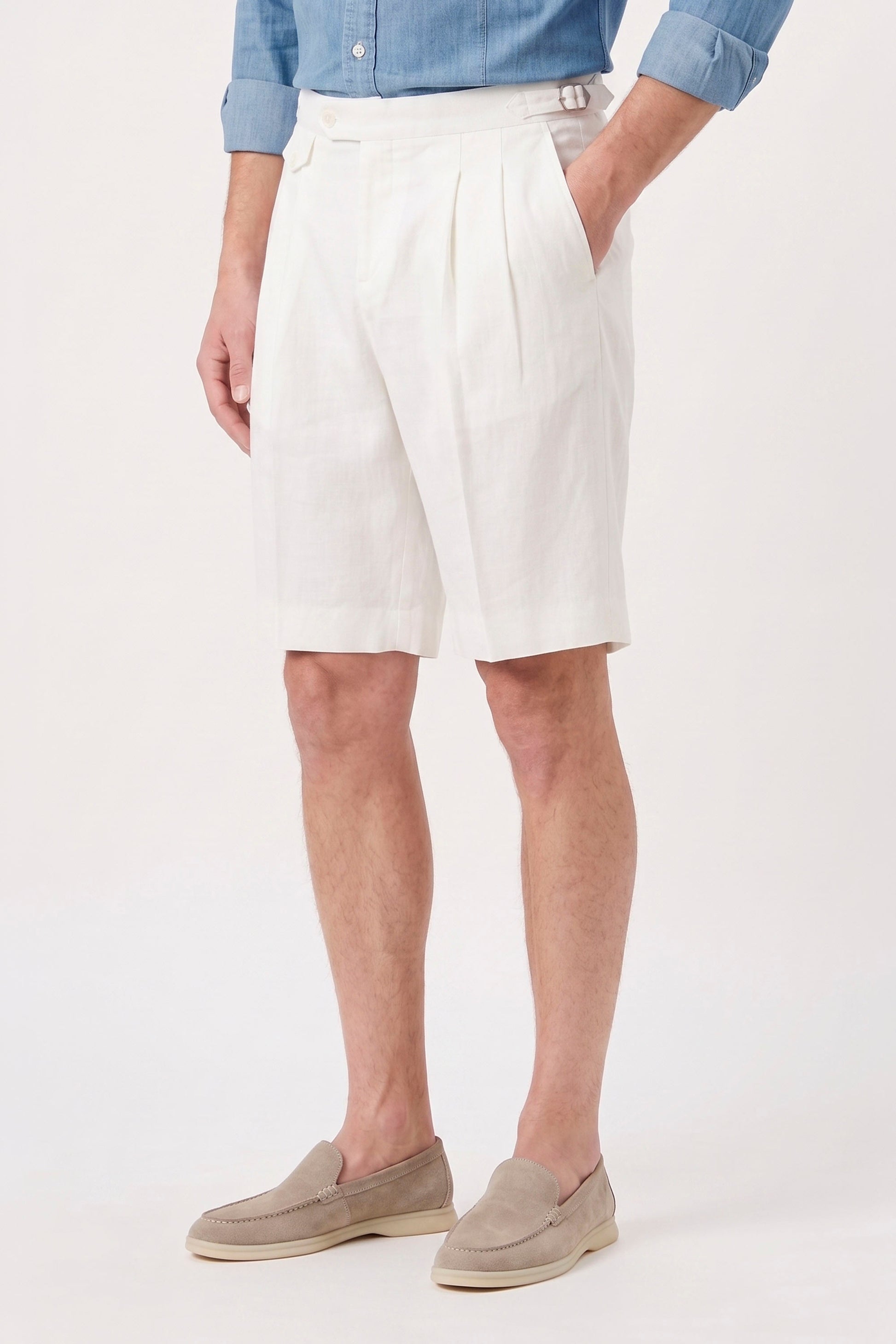 Cotton & Linen Wide-Fit Bermuda Shorts - MONTEZEMOLO